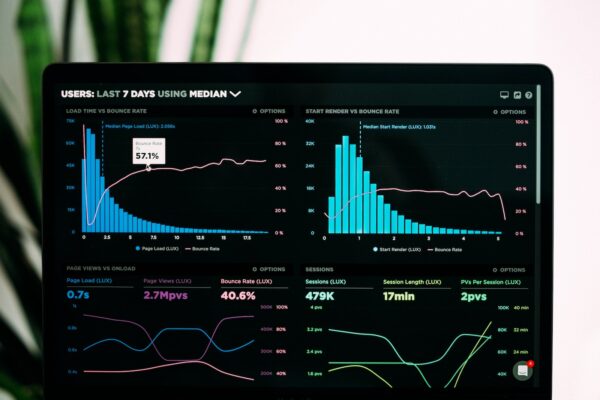 graphs of performance analytics on a laptop screen